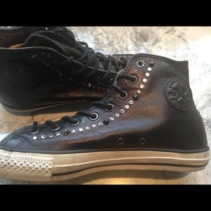 Black leather sneakers